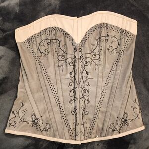 Elegant Cream and Black Embroidered Corset